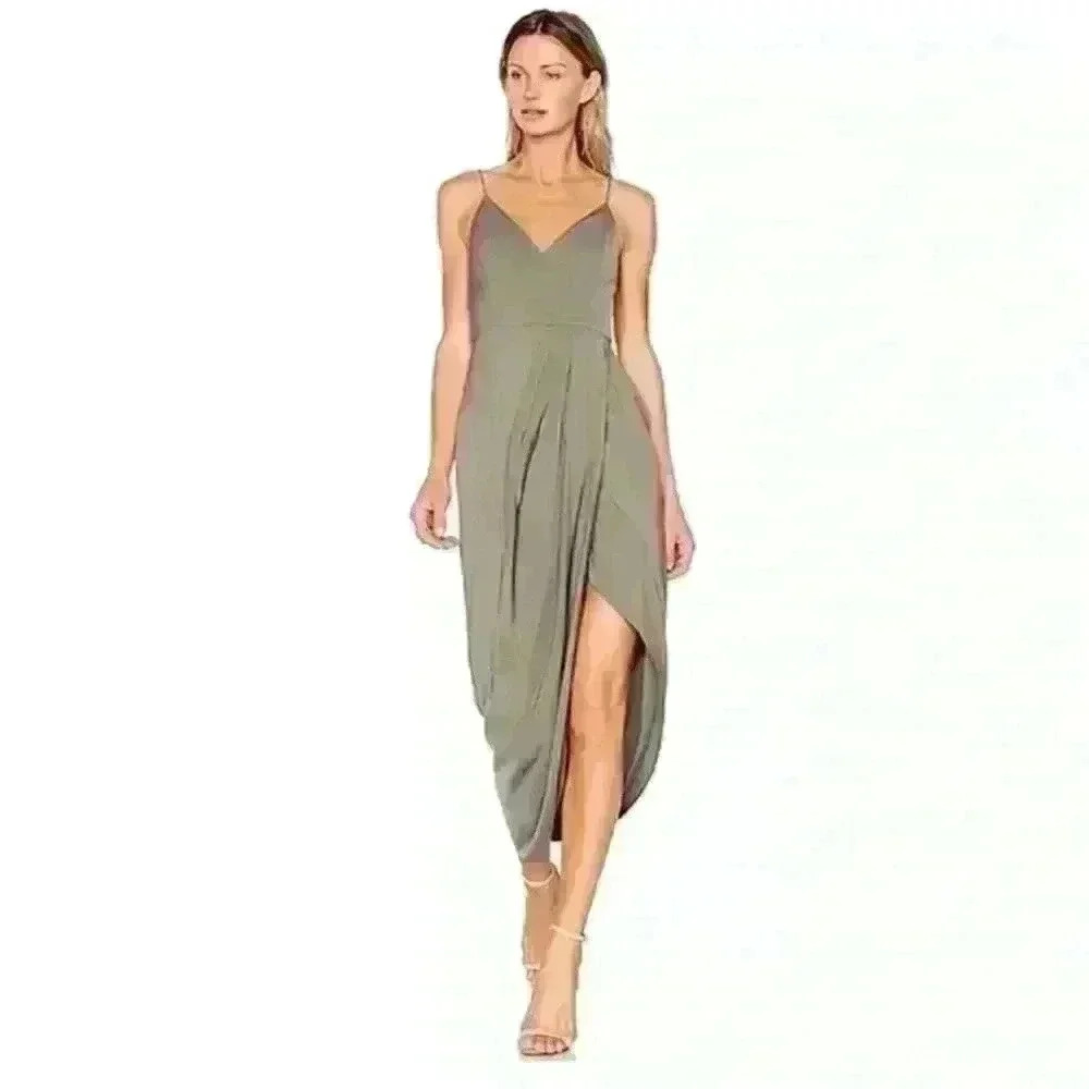 Shona joy cocktail dress in olive, size 2